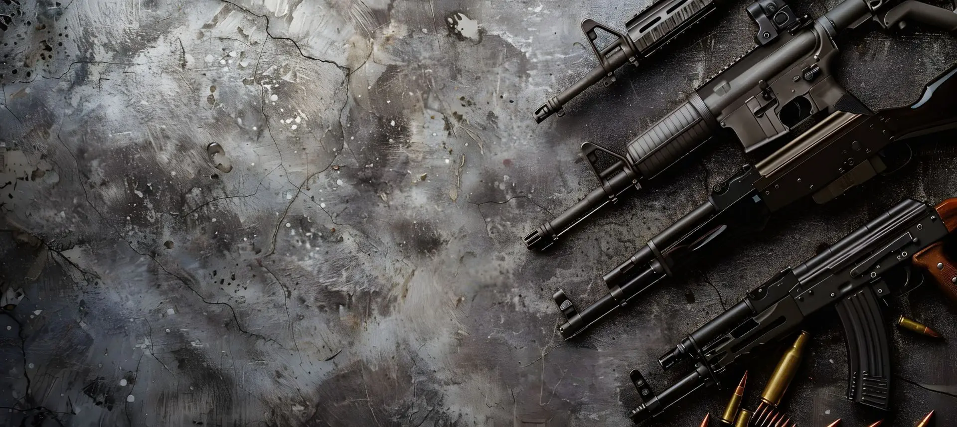 A display of firearms and knives