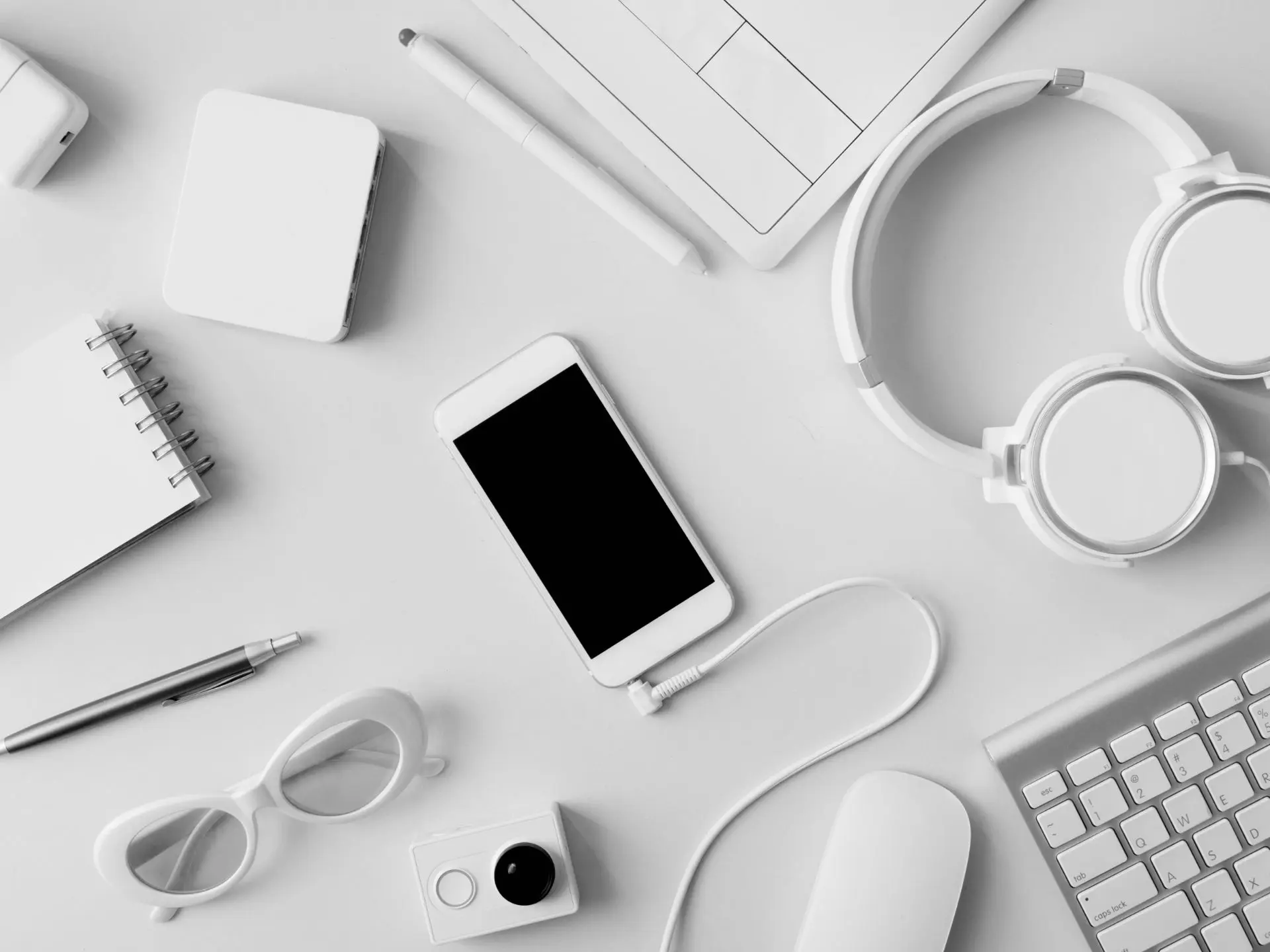 A collection of consumer electronics